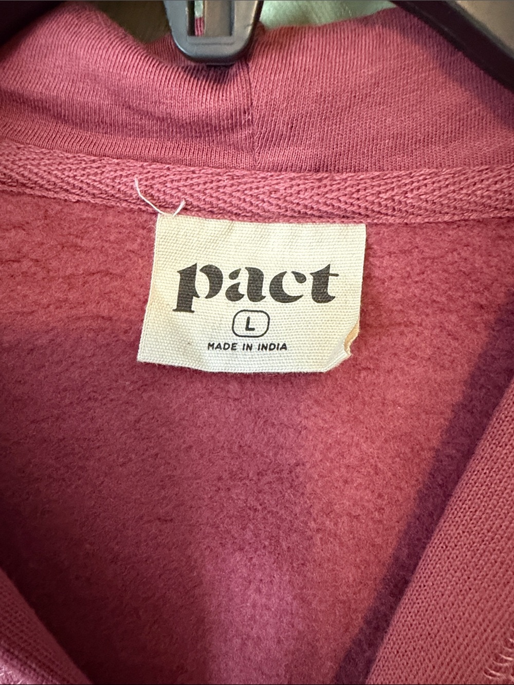 Pact Brushed Fleece Zip Hoodie in Maroon Sz Large NWOT - Picture 6 of 11